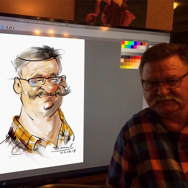 iPad-Karikaturist als digitale Zeichner in Köln.
