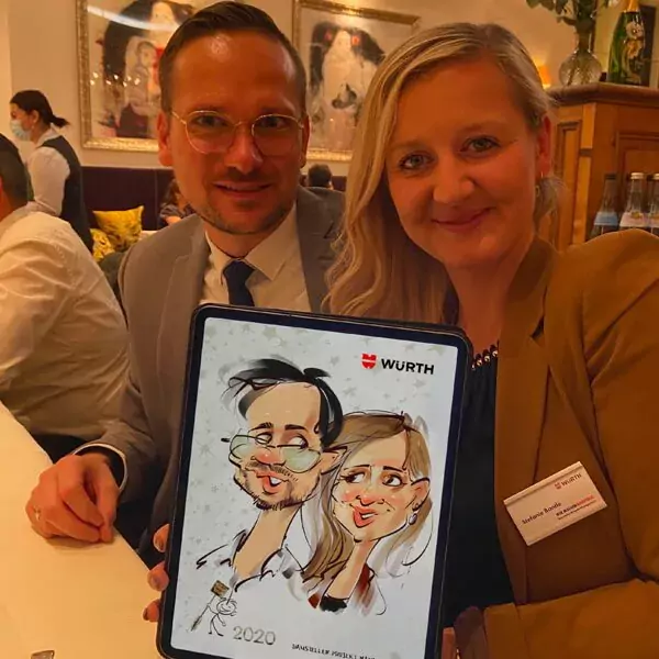 Der iPad Zeichner malt digitale Karikaturen in Leipzig