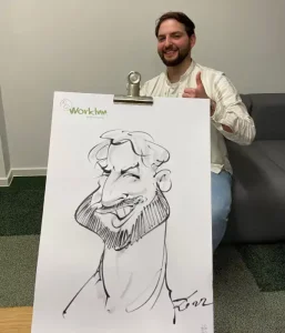 Karikaturist auf der Eroeffnungsfeier in Duisburg