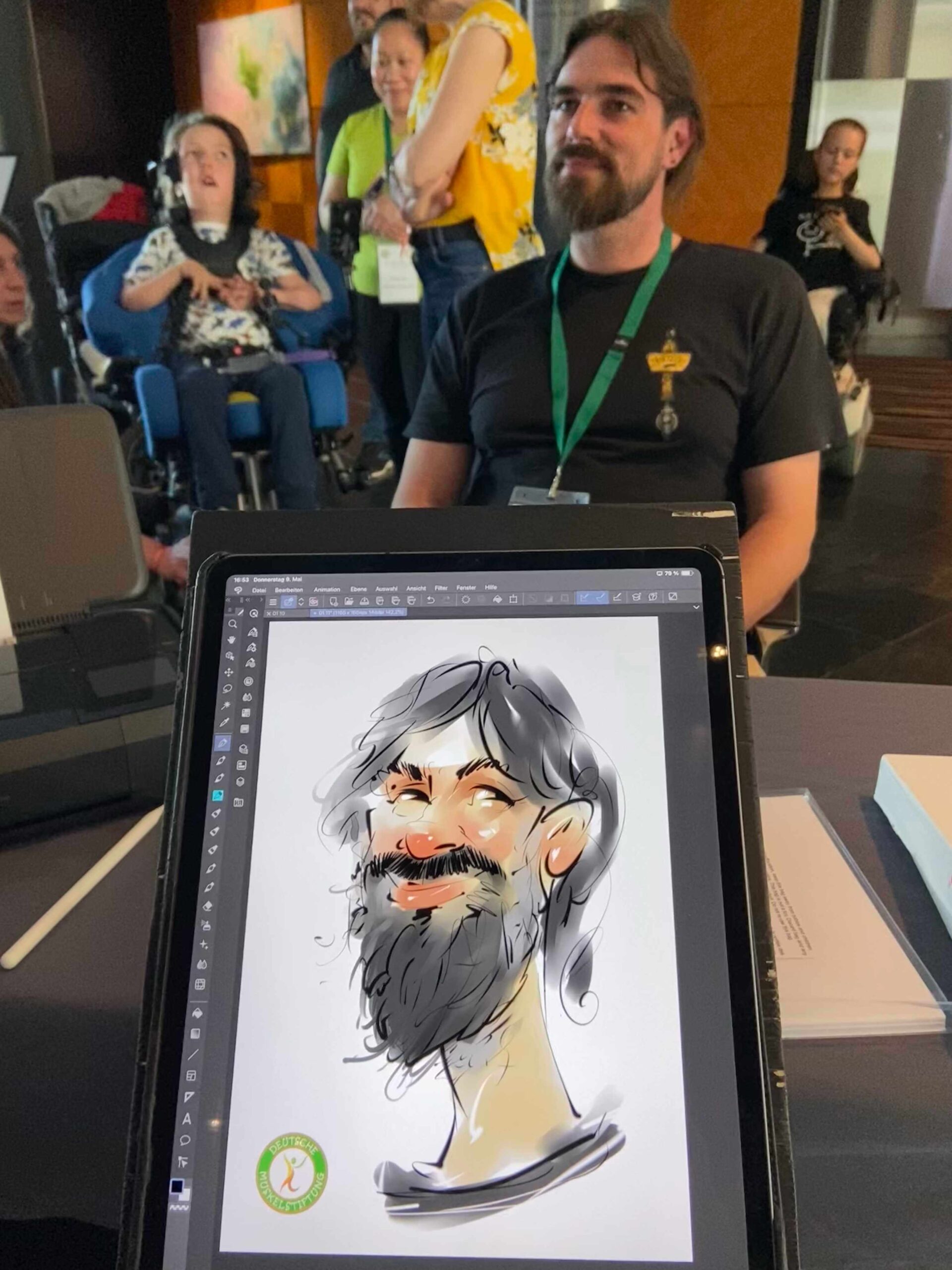 iPad-Zeichner als digitale Karikaturist in München
